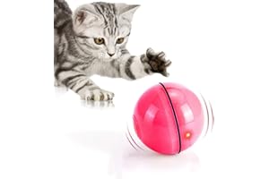 WWVVPET Interactive Cat Toys Ball with LED Light, 360 Degree Self Auto Rotating Intelligent Ball, Smart USB Rechargeable Spinning Cat Ball Toy,Stimulate Hunting Instinct Kitten Funny Chaser Roller Pet Toy
