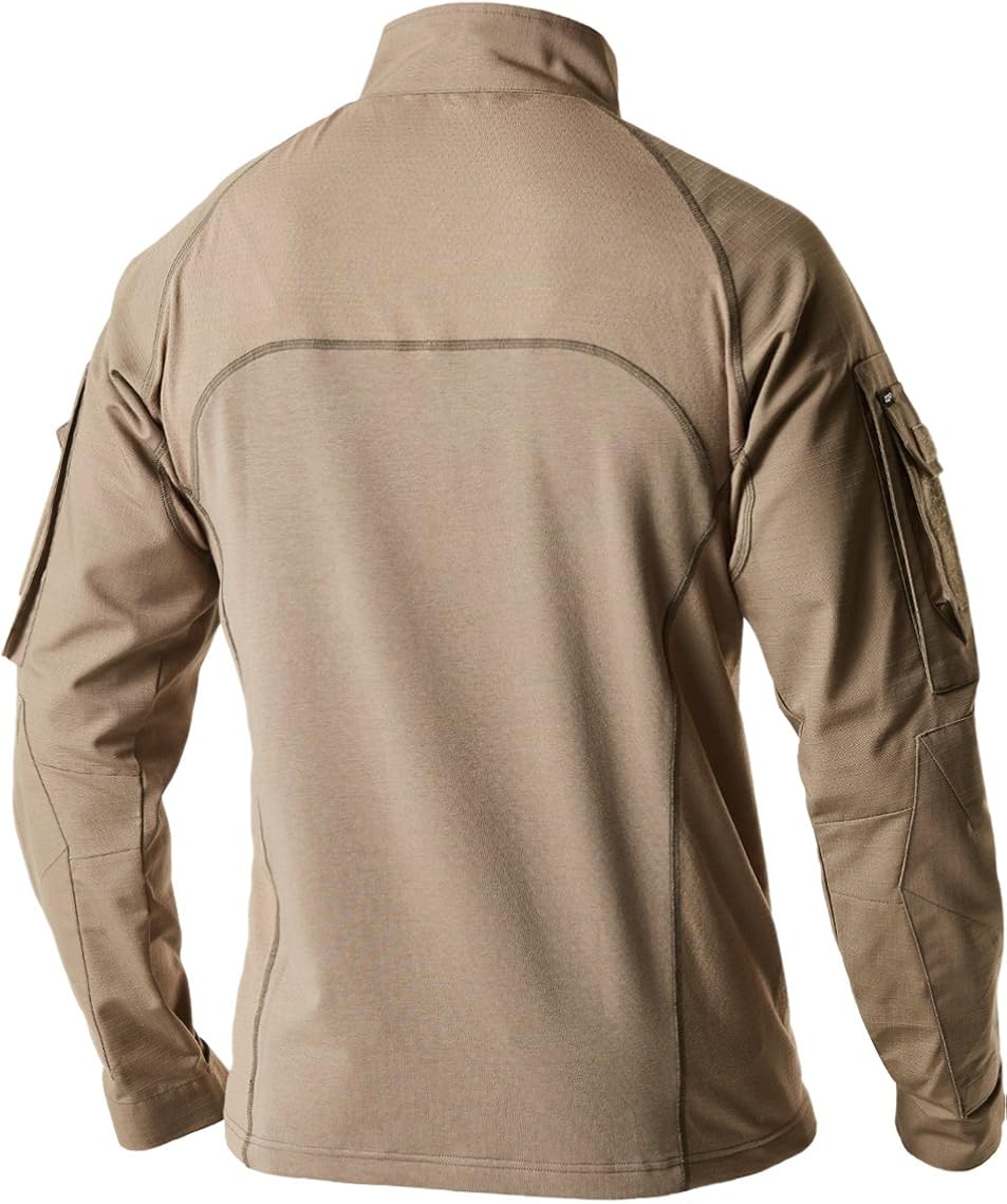 CQR Men's Combat Shirt Tactical 1/4 Zip Assault Long Sleeve Military BDU Shirts Camo EDC Top: Clothing