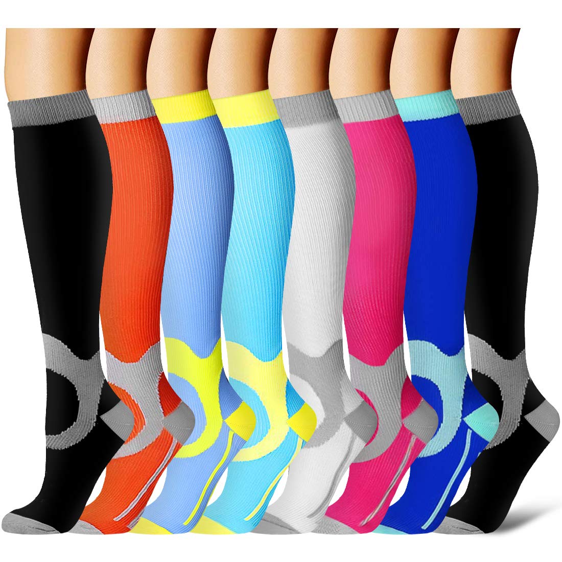 COOLOVER Compression Socks Women & Men (3/5/7 Pairs) -Best Medical,Nursing,Travel, Flight Socks-Running & Fitness Pregnancy