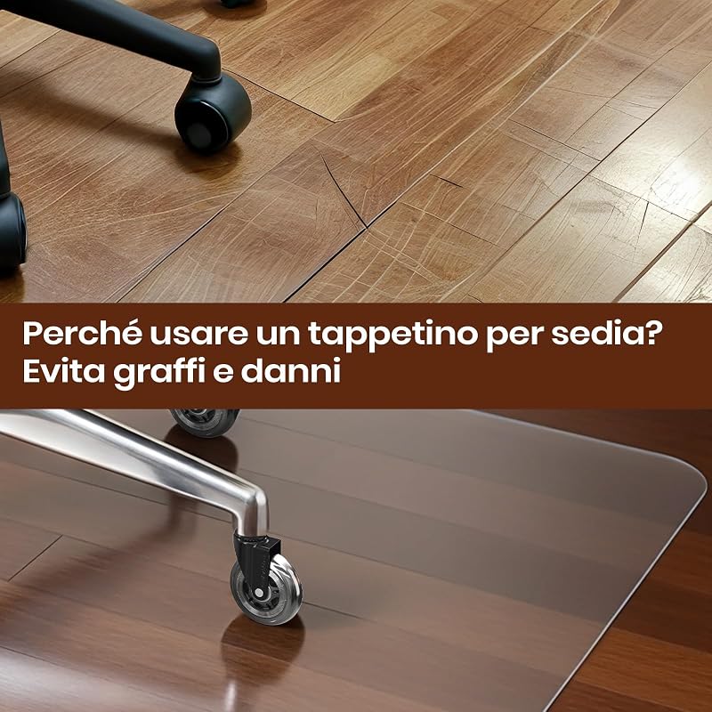 Tappeto Sedia Ufficio Salvapavimento, Trasparente, in PVC