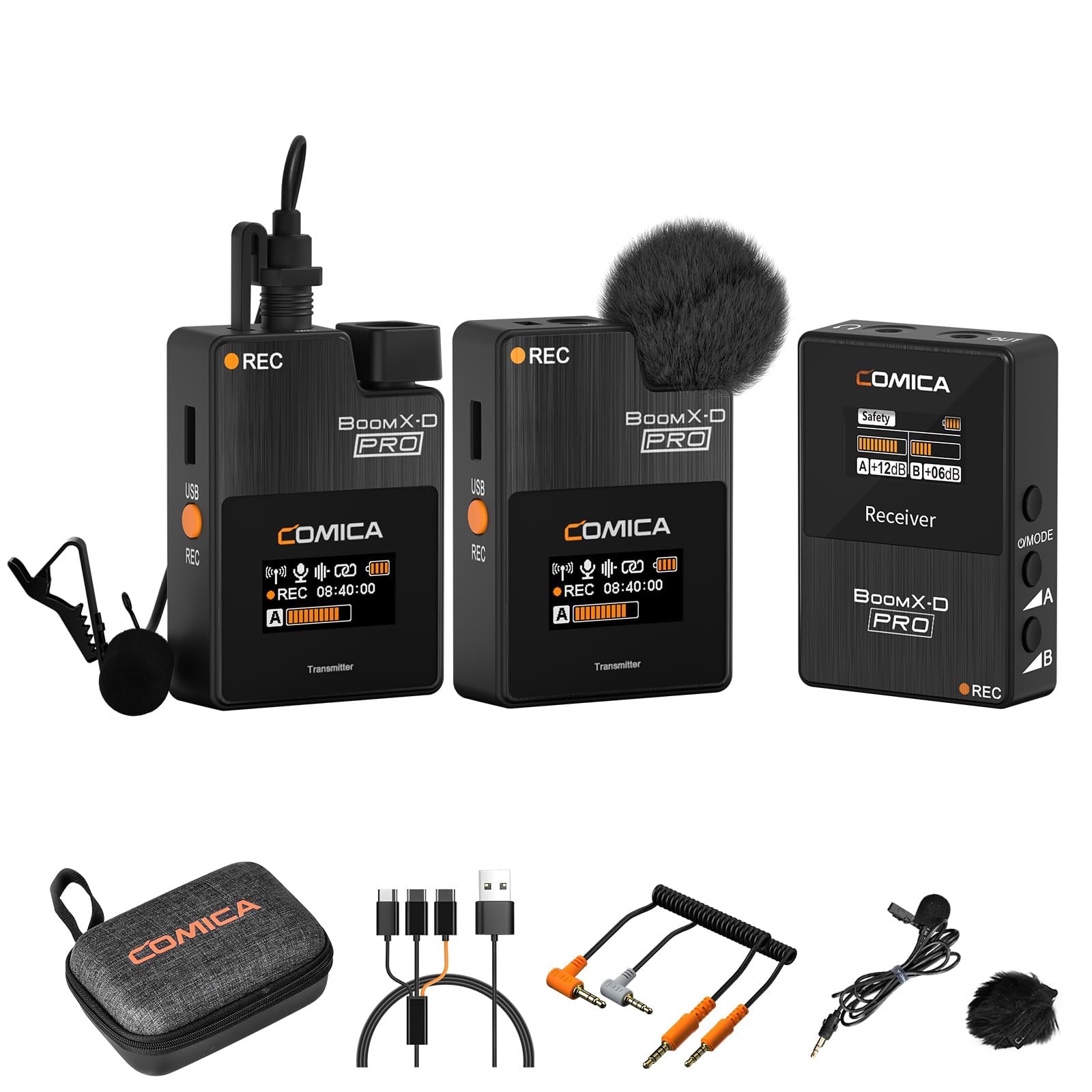 Photo 1 of comica BoomX-D PRO Wireless Lavalier Microphone System with 16GB Storage, Noise Canceling, Safety Audio Track, Lapel Lav Mic for DSLR Camera/iPhone/Smartphone/Android/PC Video/Streaming/Interview