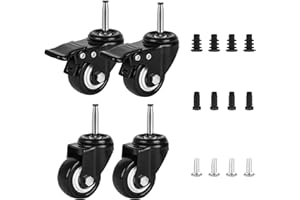 AVGGO 2 Inch Stem Casters with 5/16" x 1-1/2" (8x38mm) Stem, Set of 4 Furniture Wheels Replacement Parts with Iron and Plastic Sockets for Cabinet,Dolly,Crib,Trolley,Dining Car(2 with 2 Without Brakes)