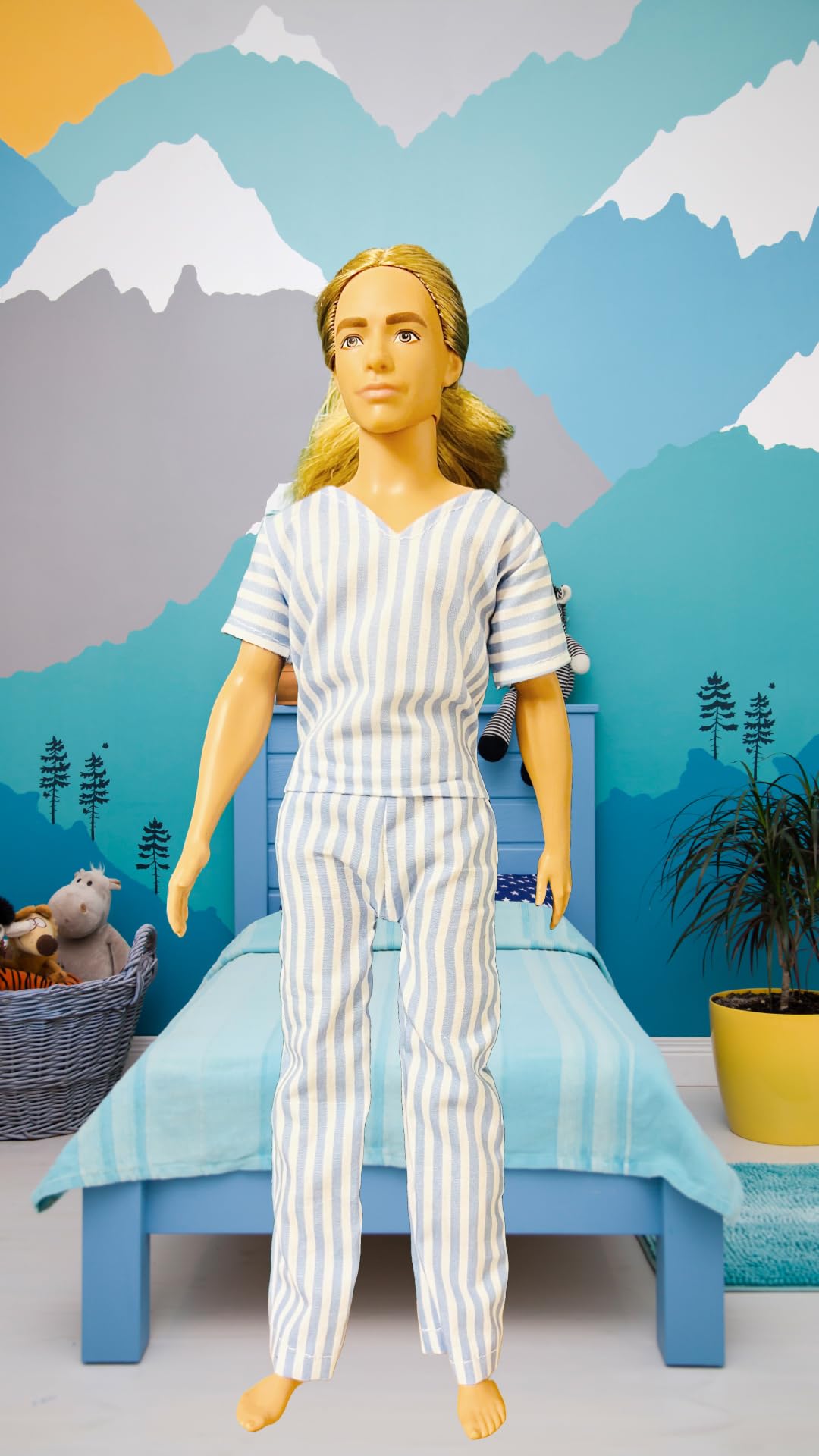 Dolly Shop Pyjama bedtime kit for Ken sized dolls (Handmade in UK)