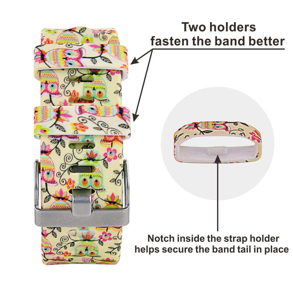 Fitbit Charge 2 Band,Soft Silicone Adjustable Replacement Sport Strap Printed Design Bands with Classic Buckle Fitness Accessory Wristband for Fitbit Charge2 (Pattern-15, Large (Wrist 6.5\