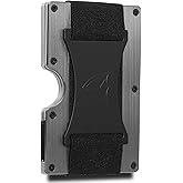 DONWORD Minimalist Wallet for Men RFID Blocking Aluminum Wallet Carbon Fiber Card Case Metal Wallet Minimalist Front Pocket Card Holder Cash Strap Mens Wallet