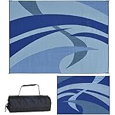 Stylish Camping 159123 Outdoor Patio / RV Camping Mat - Swirl (Blue/Gray/Black/White, 9-Feet x 12-Feet)