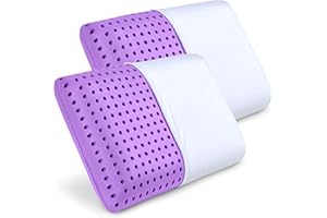 Pharmedoc Cooling Memory Foam Pillows, 2 Pack, Ventilated Lilac Dreamer Bed Pillow, Reading and Bed Rest Pillows, Standard, Back Sleeper and Side Sleeper Support, Sleeping Pillows for Adults