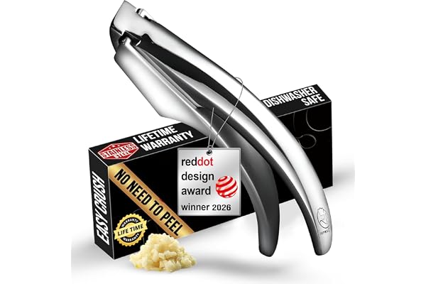 Gourmet Easy Lifetime Replacement Garlic Press, No Need to Peel, Fine Mince | Detachable Design for Easy Cleaning, Ergonomic
