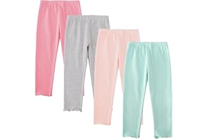 JARMAKO Toddler Girls' Soft Cotton Pants, 4-Pack Leggings, 2-6 Years