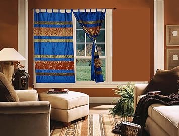 Amazon Com Lalhaveli Blue Color Elephant Design Indian Silk