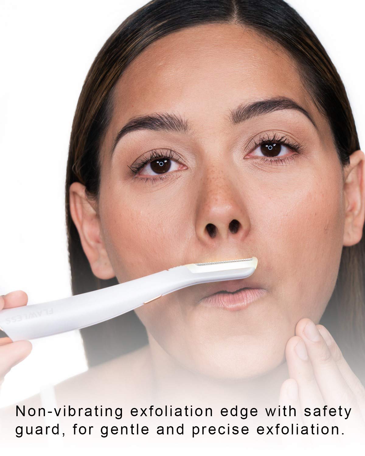 Finishing Touch Flawless Dermaplane Glo Lighted Facial Exfoliator - Non-Vibrating and Includes 6 Replacement Heads, White/Rose Gold: Beauty