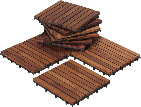 Bare Decor Ez Floor Interlocking Flooring Tiles In Solid Teak Wood