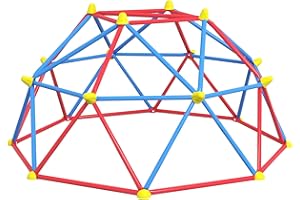 Outsunny 6FT Climbing Dome, Geometric Dome Climber, Indoor Outdoor Jungle Gym w/Rust & UV-Resistant Steel for 3-8 Years-Red