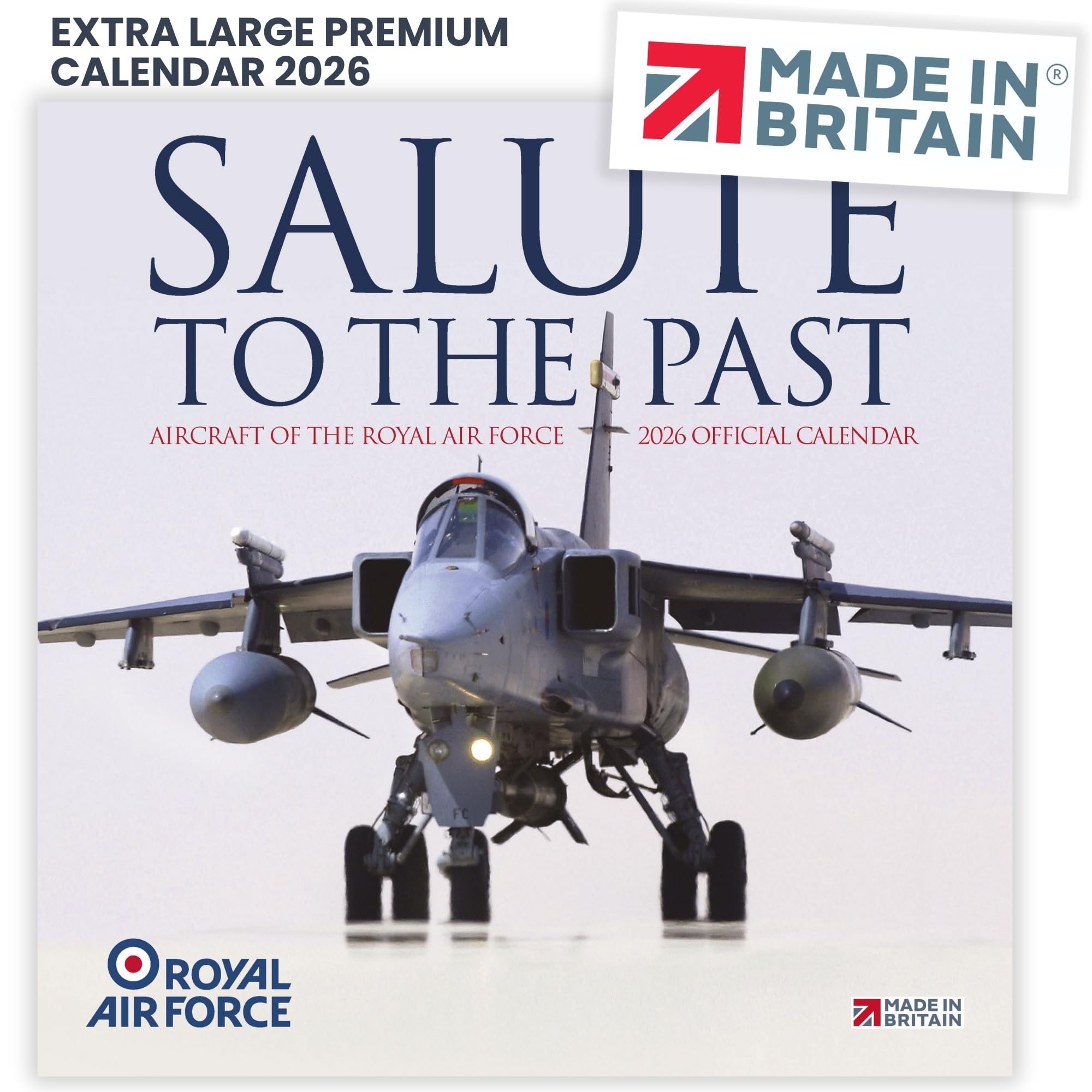 ALLTRADE Calendar 2026 RAF Salute To The Past Official Royal Air Force 2026 Calendar UK Holidays RAF Gift MADE IN BRITAIN® with Vegetable Inks, 100% Green Energy FSC® paper Carbon Captured in UK