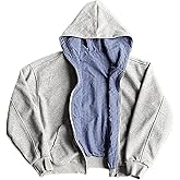 Cynefoa Mens Oversized Reversible Plaid Hoodies Y2k Emo 2000s Grunge Zip Up Sweatshirt Rapper Hip Hop Outfits
