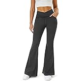 COPYLEAF Bell Bottom Jeans for Women Trendy Crossover Stretchy Jeans Flare Leggings with Pockets Y2k Butt Lifting Jeggings