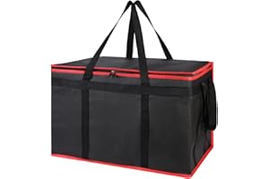 Bodaon Insulated Food Delivery Bag - Hot & Cold Meal Carrier, Catering/Doordash Pizza Warmer, Grocery Tote, Cooler Bag for Pa