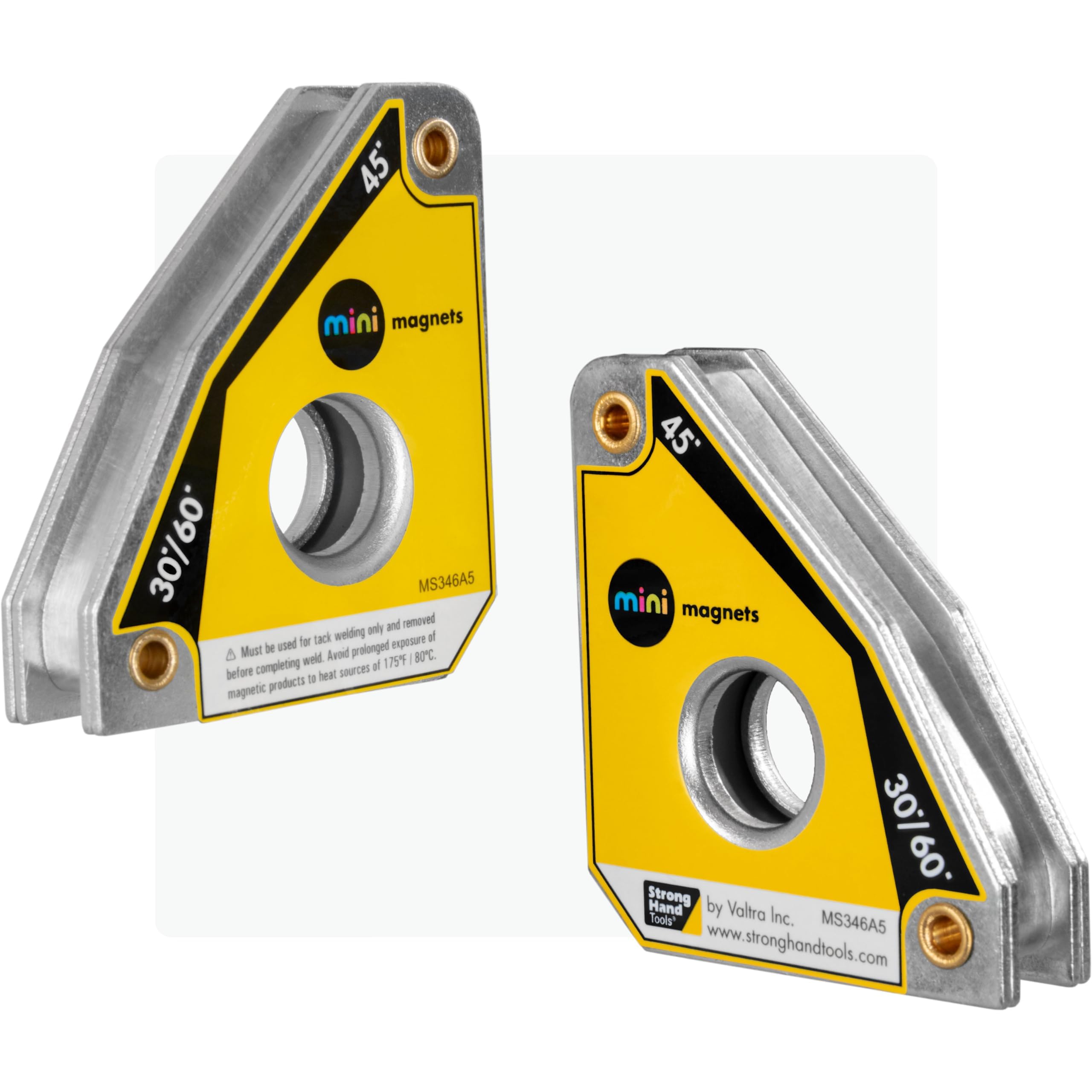 Mini MAG, Welding Squares, Multi Angle: 30°, 60°, 45°, 90°, Magnetic Pull Force: 25 Lbs, Dimension: 2-5/16" X 2", Tig Welding, Fabrication Squares, MS346AT, Strong Hand Tools