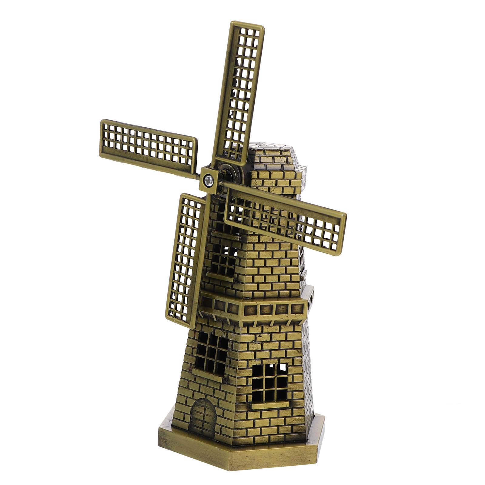 Abaodam Windmill Model Ornament 5.12In Miniature Metal Table Decoration for Home and Book Shelf Rustic Decor