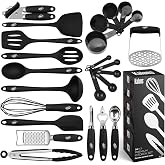 Kaluns Silicone Kitchen Utensils Set 24 Pcs Silicone Cooking Utensils Set - Can Opener, Masher, Turner, Spatula 446&deg;F Heat Resistant Non-Stick - Premium Utensil Set