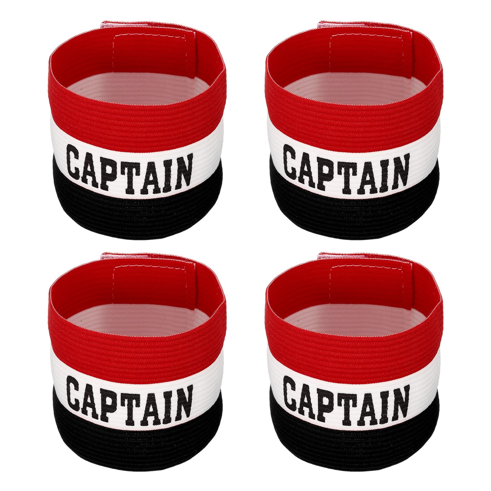 PATIKIL Captain's Armband, 4 Pack Elastic Arm Band for Soccer Team Training, Black White Red