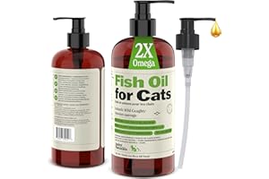 Deley Naturals Fish Oil for Cats 2X Omega - Liquid Supplement Rich in Omega 3 6 9 - Fish Oil Supplements for Skin, Coat, Join