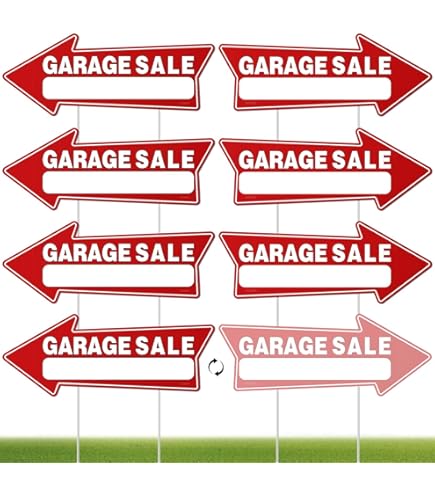 6 Pcs Garage Sale Sign Stakes, Double Sided Yard Signs With