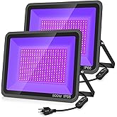 YANYCN 800W 2 Pack LED Black Light,395nm to 405nm Big UV Blacklight, IP66 Waterproof Black Flood Light Outdoor with Plug and Switch,Neon Glow for Glow Party, Fluorescent Poster, Body Paint,Halloween