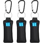Apojgitn 3PCS Lip Balm Holder Keychain, Lip Balm Holders Key Chain with Clip - Black Holder Key Chain for Lipstick/Lip Gloss, Ideal Stocking Stuffers for Women Teen Girls, Keychain Accessories