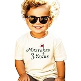 Olive Loves Apple Mastered 3 Years Shirt for Boys & Girls Golf Themed Third Birthday Shirt for Toddler