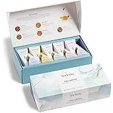 Tea Forte Premium Petite Presentation Box Gift Set Sampler, 10 Count, 2 of Each Blend Individually Wrapped Handcrafted Pyramid Infuser Bags, Wellbeing Tea