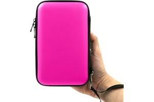 ADVcer 3DS Case, EVA Waterproof Hard Shield Protective Carrying Case with Detachable Hand Wrist Strap Compatible with Nintendo 3DS, 3DS XL, New 3DS, DSi, DSi XL, DS, DS Lite (Fuchsia)