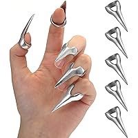 5 Pieces Finger Claw Nail Claw Rings Retro Punk Rock Gothic Talon Nail Halloween Horror Claw Spike Rings Vintage Jewelry Bend