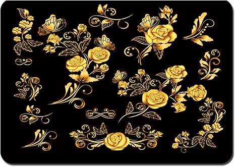 Amazon バスマット滑り止め 花イラストゴールドバラヴィンテージ装飾 バスルームラグ 洗えるカーペット 40x60cm 浴室足ふきマット ホーム キッチン オンライン通販