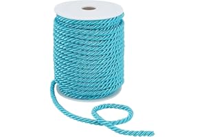 PH PandaHall 18 Yards 5mm Twisted Cord Trim 3-Ply Twisted Cord Rope Nylon Crafting Cord Trim Thread String for DIY Craft Making Home Christmas Decoration Upholstery Curtain Tieback, Blue