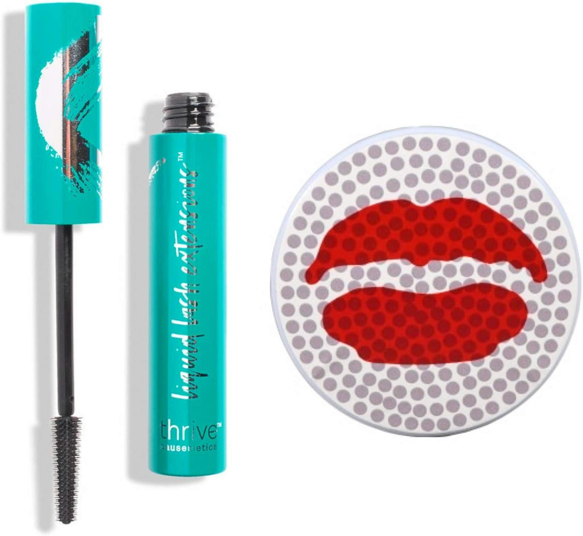 Thrive Mascara Bundle - Thrive Causemetics Liquid Lash Extensions Mascara and Sassy+Chic Compact Mirror (Red Lips)