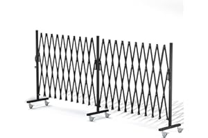 WEWORTH Expandable Barricade, Accordion Garden Yard Outdoor Indoor Portable Folding Security Dog Fence Gates Wall Mount, 200" Adjustable Metal Safety Barrier Gate with Casters, Black