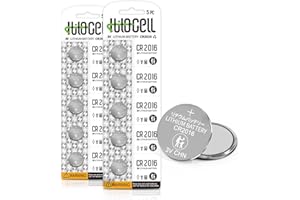hilocell CR2016 Lithium 3V Coin Battery 10 Pack, 3 Volt CR 2016 Button Cell Batteries, Long-Lasting High Capacity 2016 Battery with 10-Year Shelf Life... 10 Count