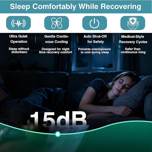 COLD THERAPY MACHINE FOR KNEE AFTER SURGERY – CIRCULATING ICE THERAPY SYSTEM WITH AUTOMATIC SAFETY TIMER, QUIET NIGHT USE, EASY SETUP FOR POST KNEE REPLACEMENT RECOVERY