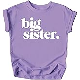 Bold Big Sister Colorful Sibling Reveal Announcement T-Shirt for Baby and Toddler Girls Sibling Outfits