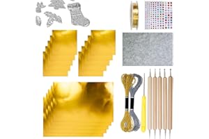 Metal Embossing Art Kit, Foil Paper For Crafts, Silver Shimmer Gold Crafting Accessory, For Kids Adults Engraving Painting Ar