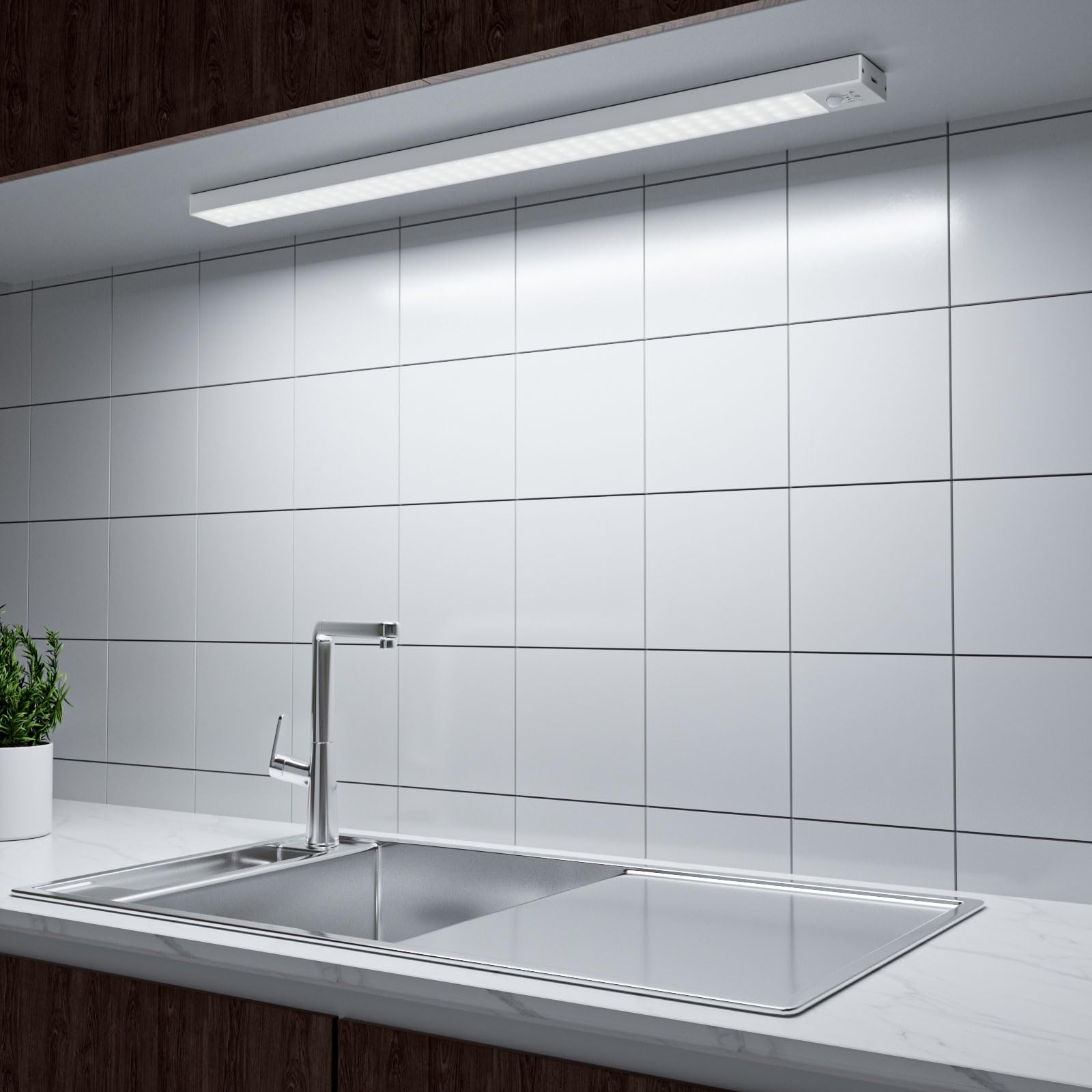 OUILA Motion Sensor Indoor Lights, 43cm 2500mAh Under Cabinet Light USB Rechargeable 5000K Wireless Sensor Light Magnetic Night Light for Stairs, Sideboard, Garderobe, Hallway, Kitchen, Toilet — image 1