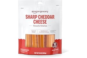 Amazon Grocery, Sharp Cheddar Cheese Snack Sticks, 10 Oz, 12 Ct (Previously Amazon Fresh, Packaging May Vary)