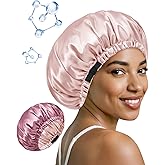 BONNET QUEEN Silk Bonnet for Sleeping Hyaluronic Acid Satin Bonnet, Double Layer Hair Wrap for Curly Hair Women Sleep Cap