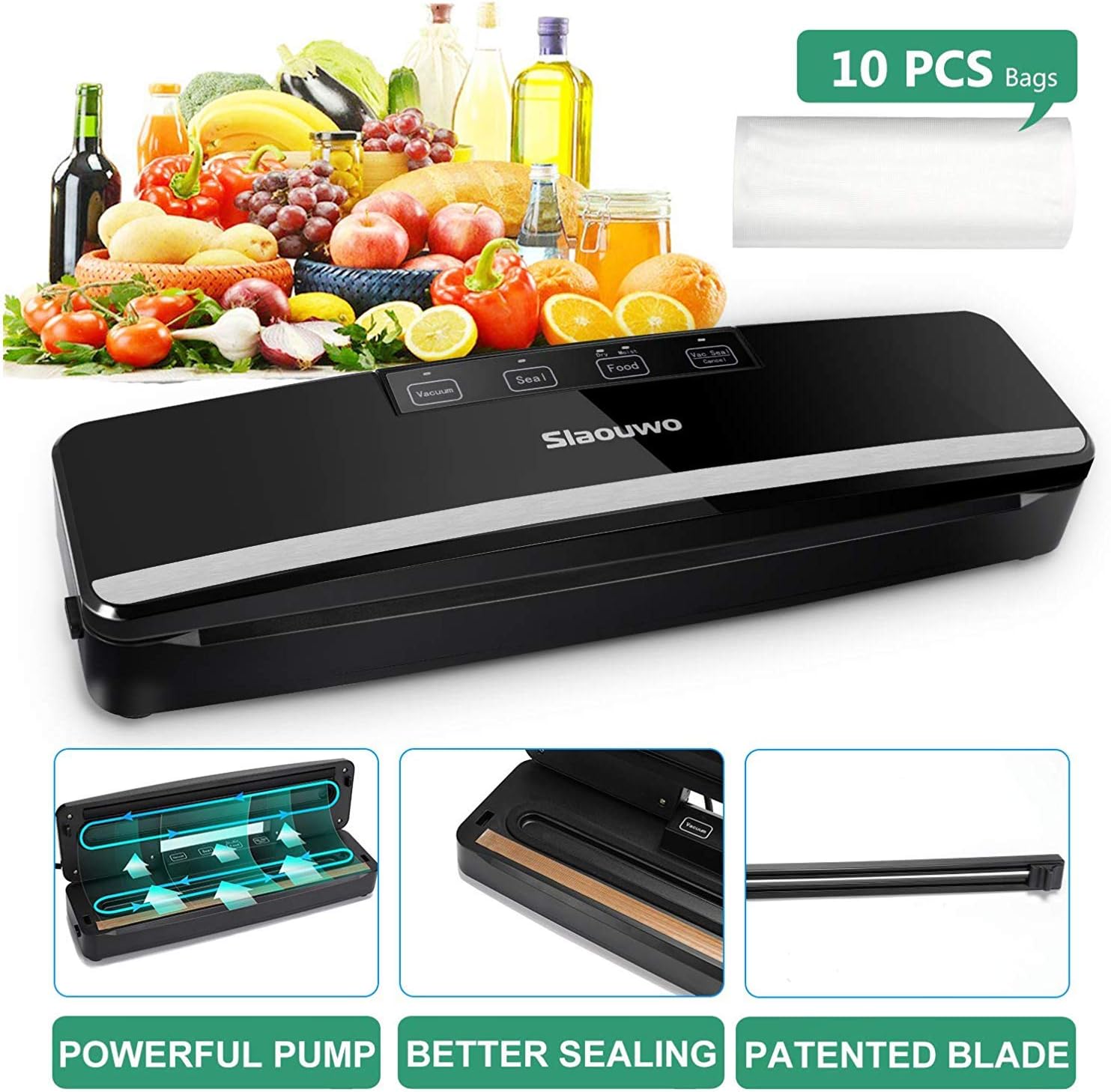 SLAOUWO V2 Vacuum Sealer, Multifunction Food Sealer Automatic Vacuum