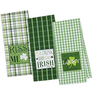DII Cotton Holiday Dish Towels, 18x28" Set of 3, Decorative Oversized Embroidered Kitchen Towels, Perfect Home and Kitchen Gift-St Patrick's Day