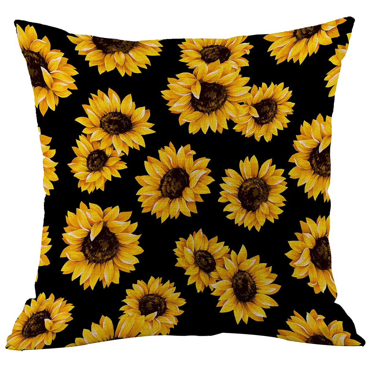 CANSEGO Sunflower Throw Pillow Cover Floral Yellow Flower Blossom Petals Plant Pillowcases Home Decorative Cotton Linen Pillow Cushion for Sofa Chair 18x18 Inch