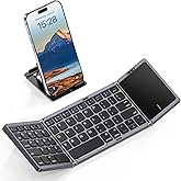 kidopire Foldable Bluetooth Keyboard with Touchpad, Wireless Folding Portable Keyboards with Stand Holder, Ultra Slim Travel Keyboard for Android Windows iOS Tablet, Pocket-Sized, Gray