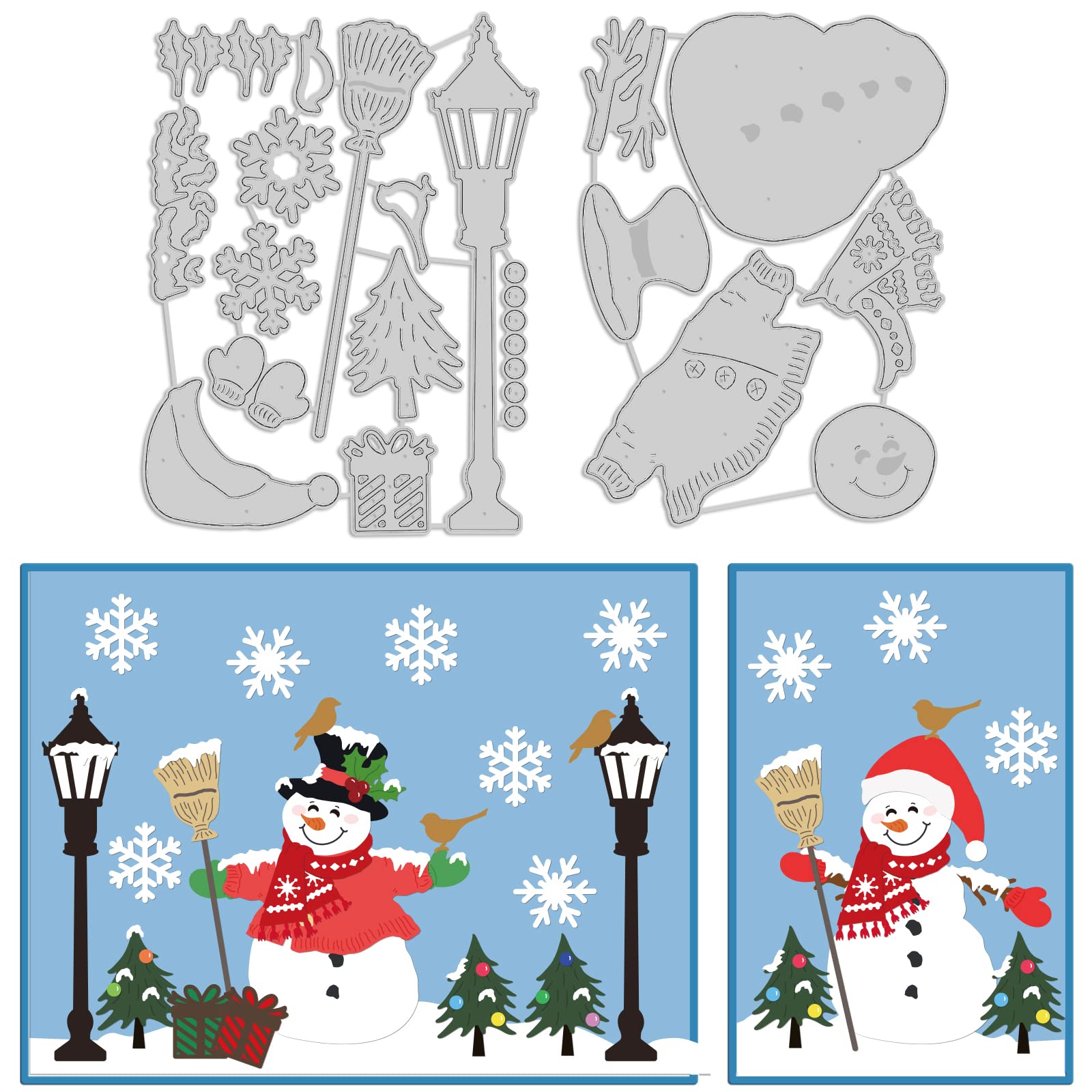 GLOBLELAND Christmas Snowman Cutting Dies Metal Winter Snowflakes Trees Die Cuts for Paper Card Making Decoration DIY Scrapbooking Album Craft Decor