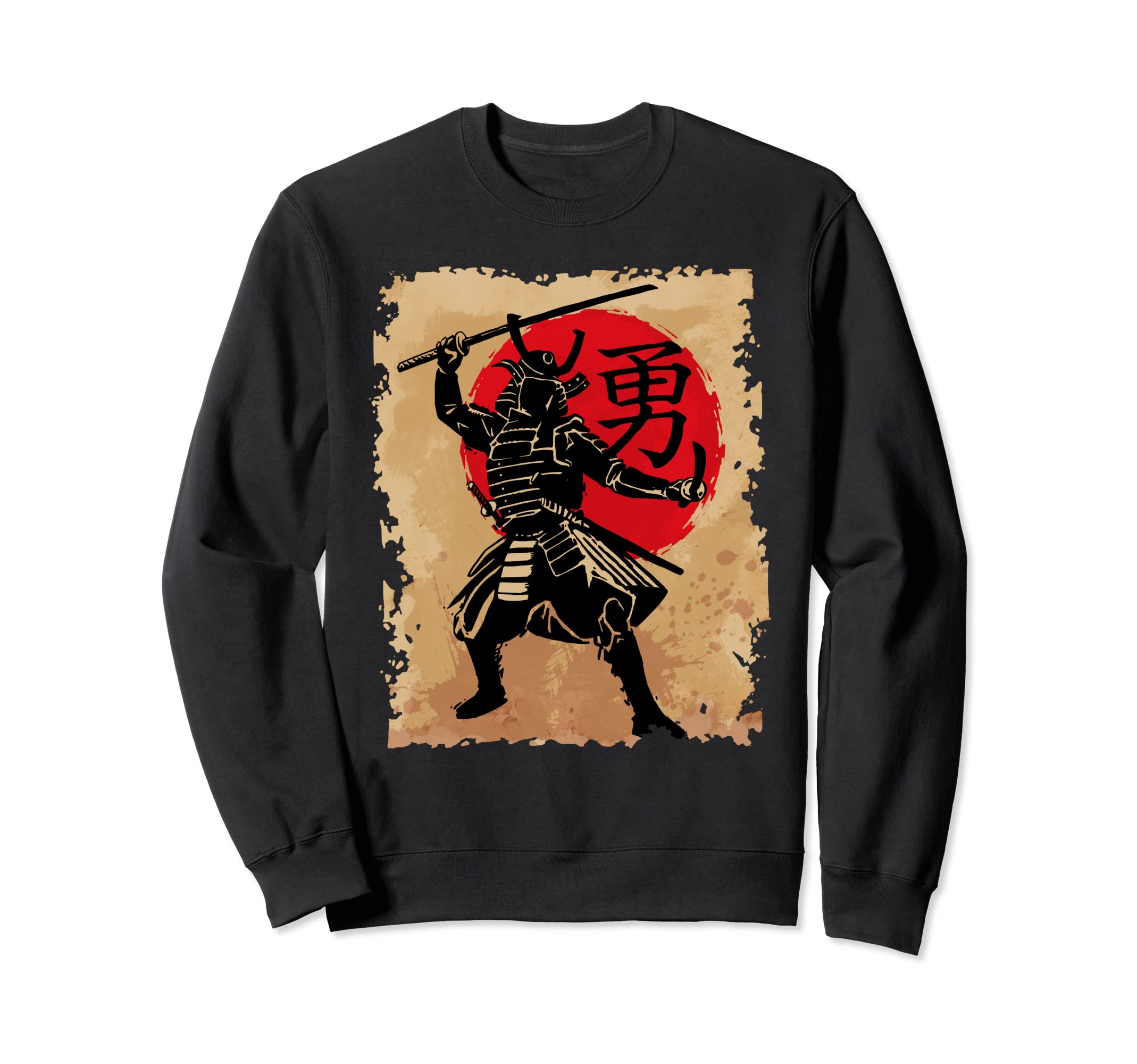 Japanese Samurai Helmet Warrior Rising Sun Japan Calligraphy Sweatshirt